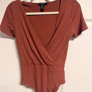 Forever 21 Terracotta Ribbed Bodysuit